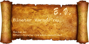 Bineter Varsány névjegykártya