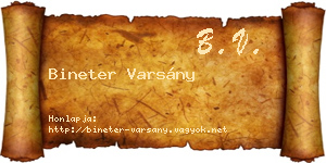 Bineter Varsány névjegykártya